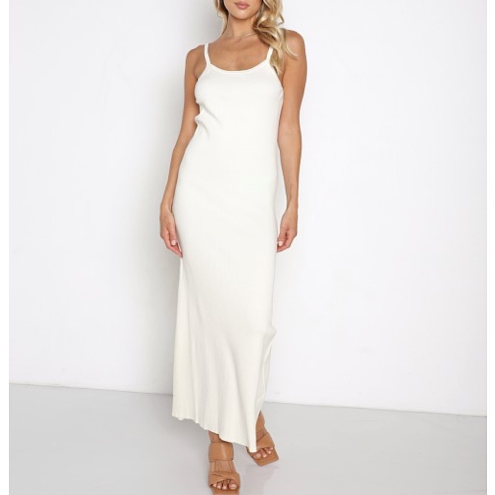 Charlie Holiday Deliah Ribbed Midi Dress Cloud Size 6
